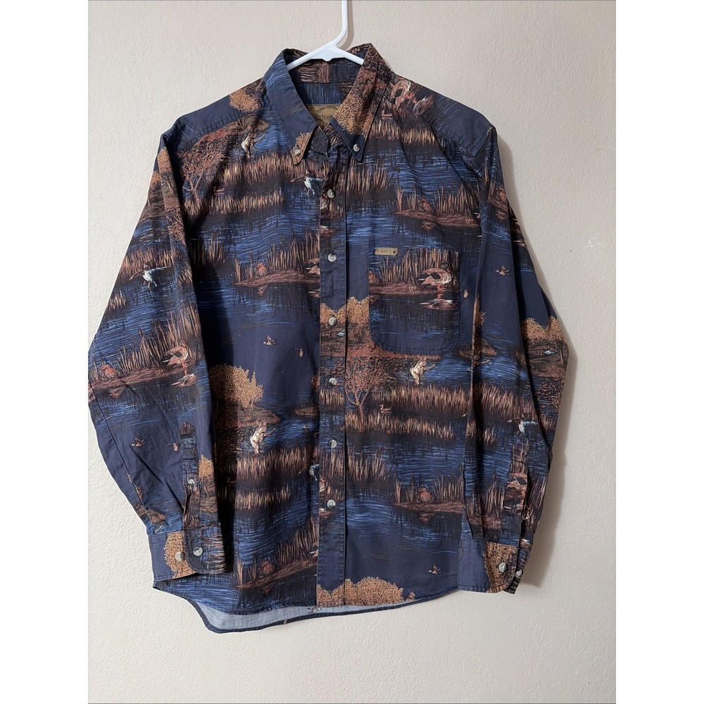 Outdoor, Hunting Ducks Print Long Sleeved Shirt. Size‎ Small 100% Cotton